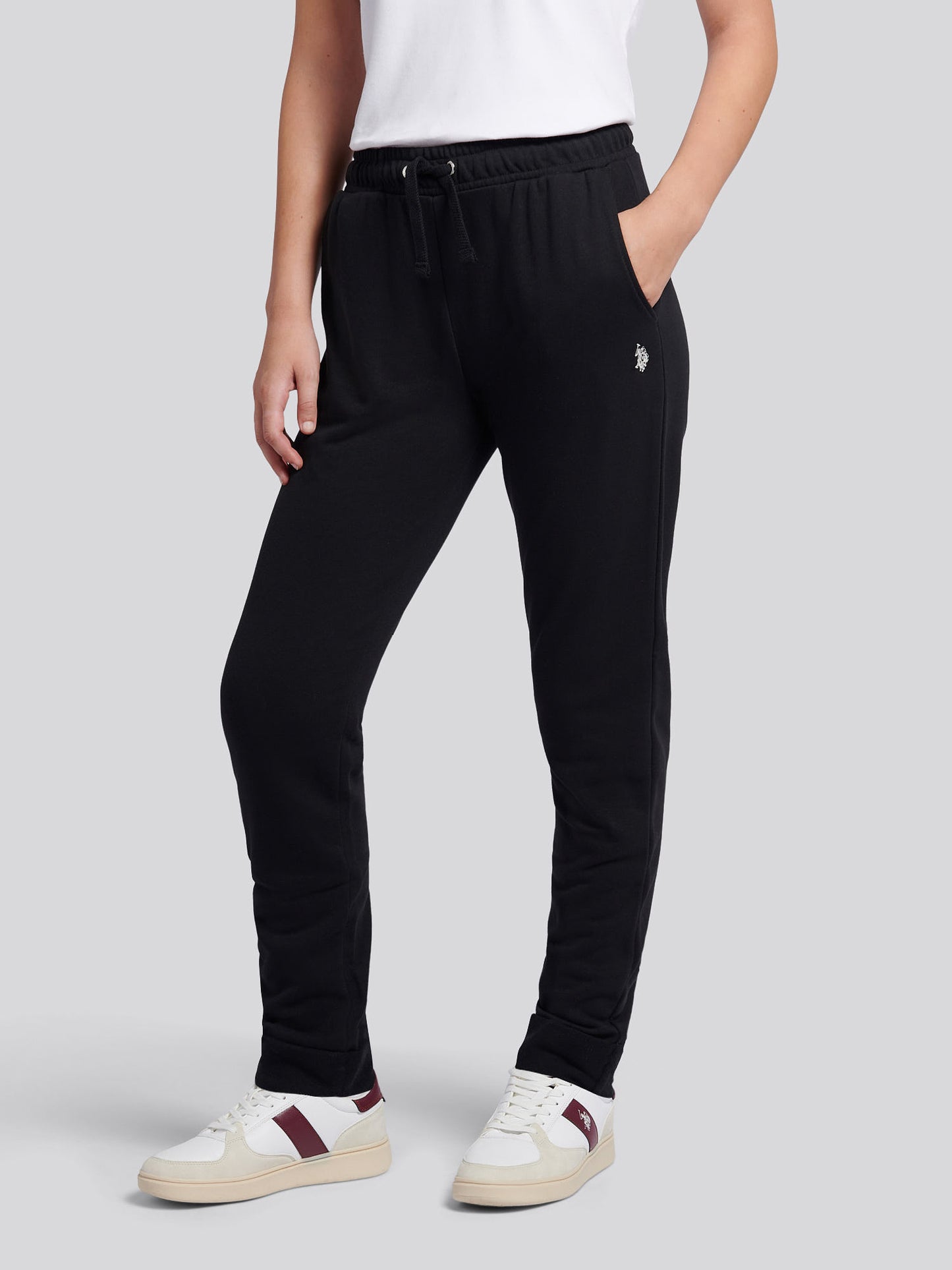 Womens Double Horsemen Roll Cuff Jogger in Black