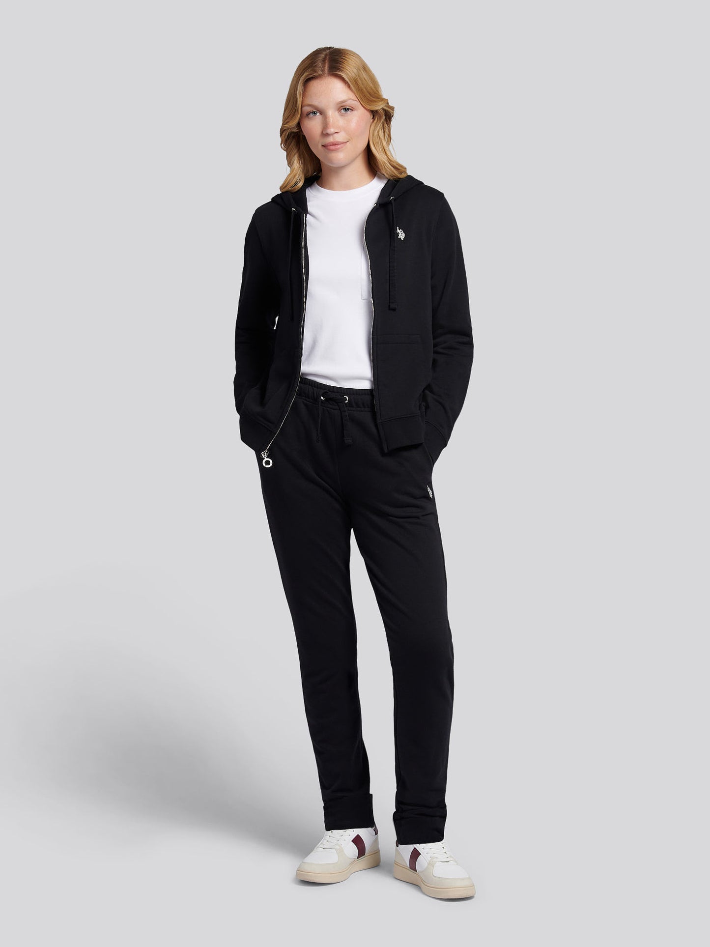 Womens Double Horsemen Roll Cuff Jogger in Black