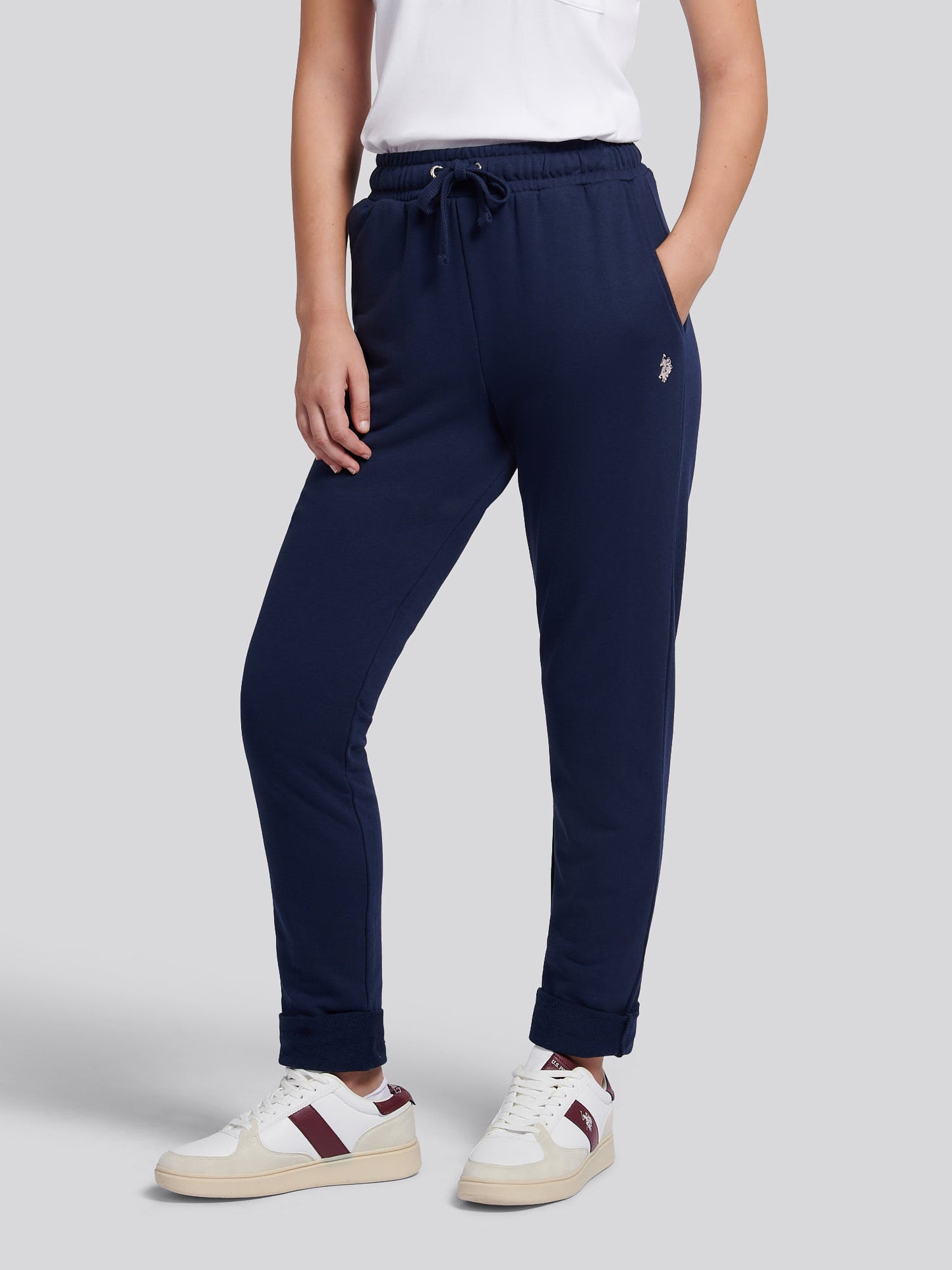 Womens Double Horsemen Roll Cuff Jogger in Navy Iris