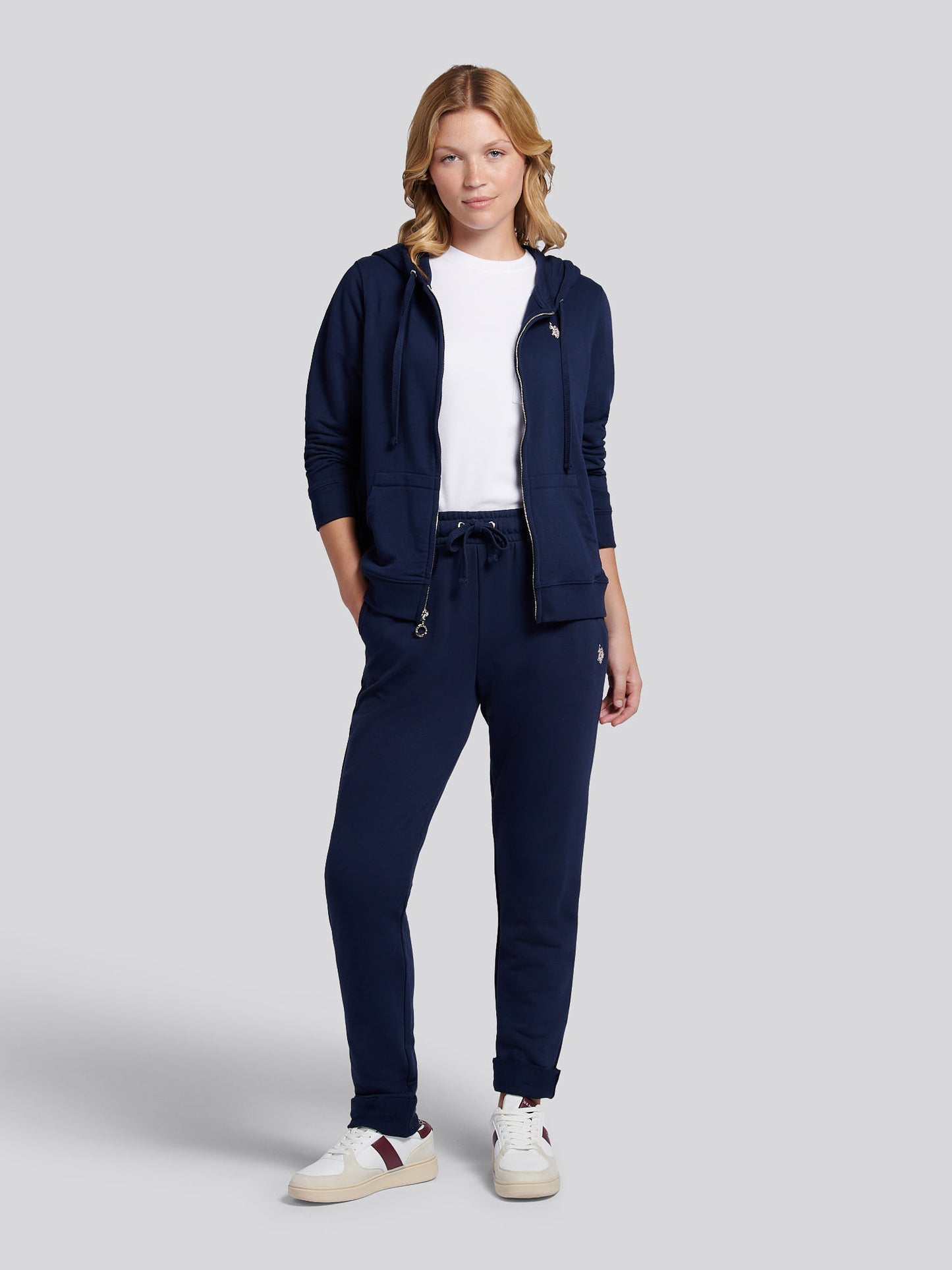 Womens Double Horsemen Roll Cuff Jogger in Navy Iris