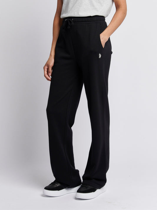 Womens Double Horsemen Wide Leg Jogger in Black