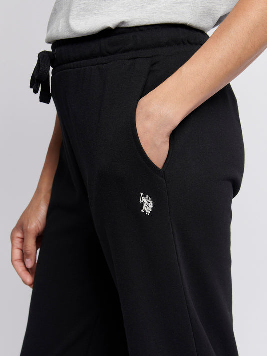 Womens Double Horsemen Wide Leg Jogger in Black