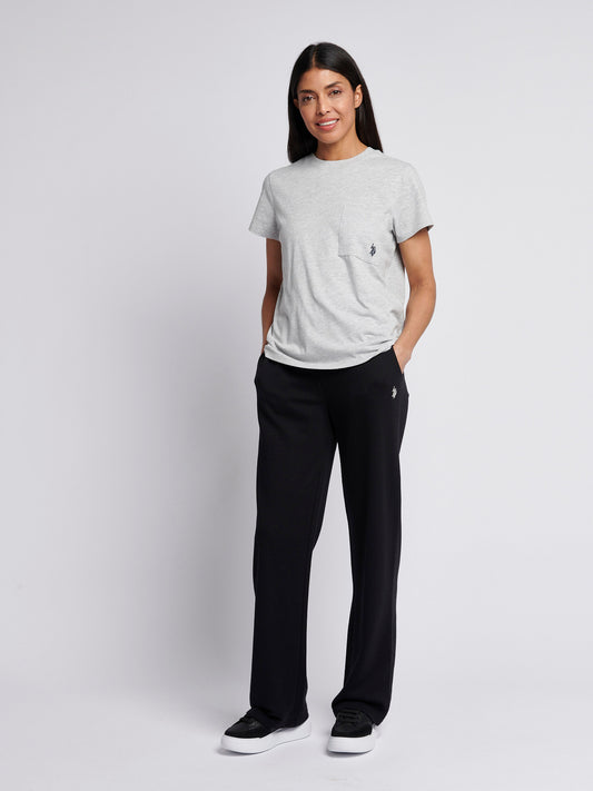 Womens Double Horsemen Wide Leg Jogger in Black