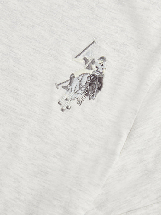 Womens Large Tonal Double Horsemen T-Shirt in Light Grey Marl