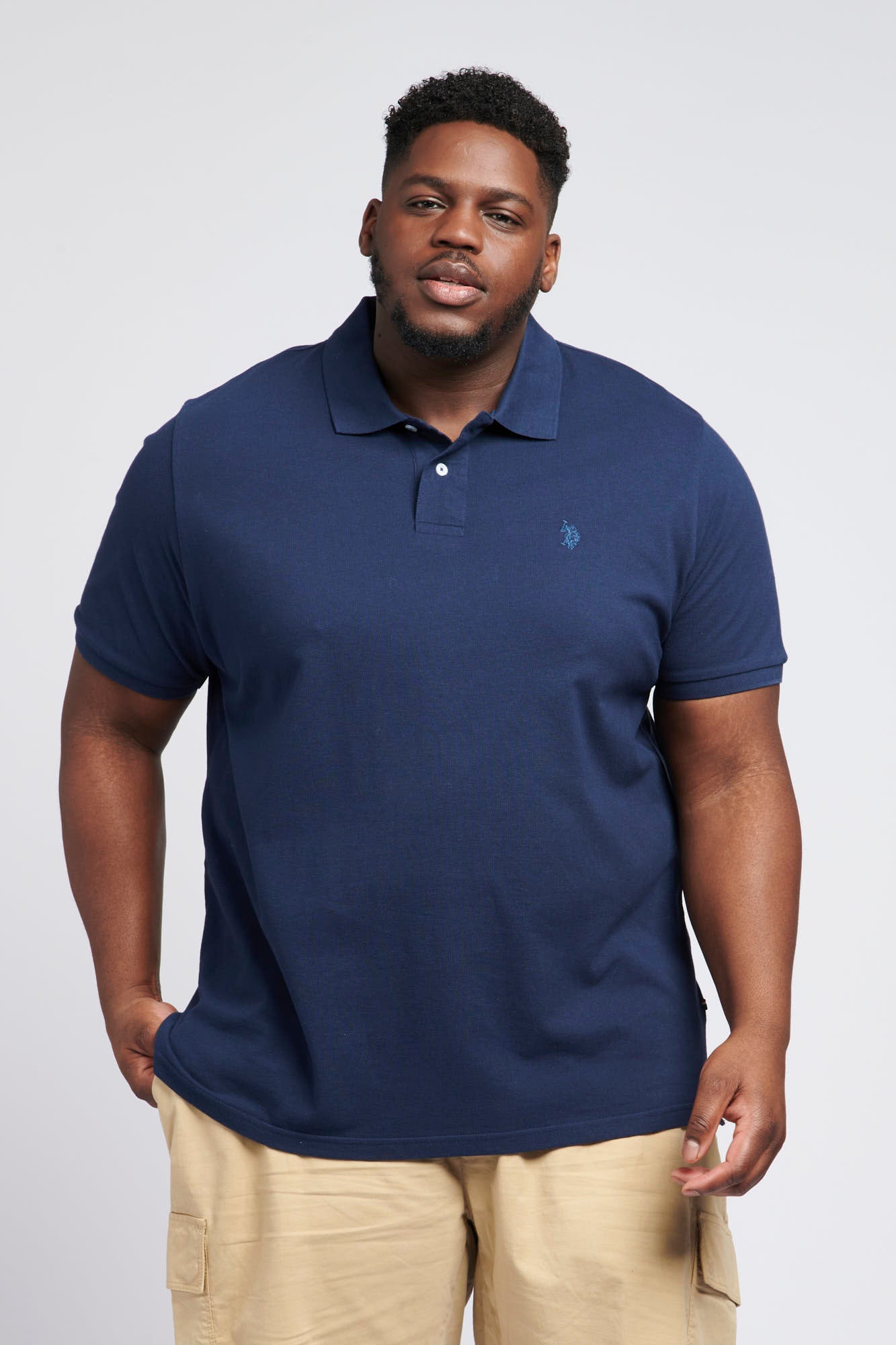 Mens Big & Tall Core Pique Polo Shirt in Navy Blue