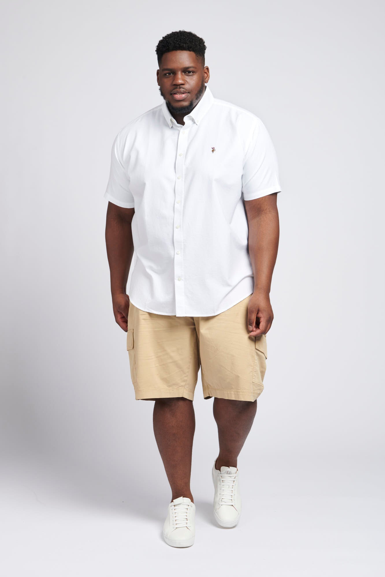 Mens Big & Tall Short Sleeve Oxford Shirt in Bright White