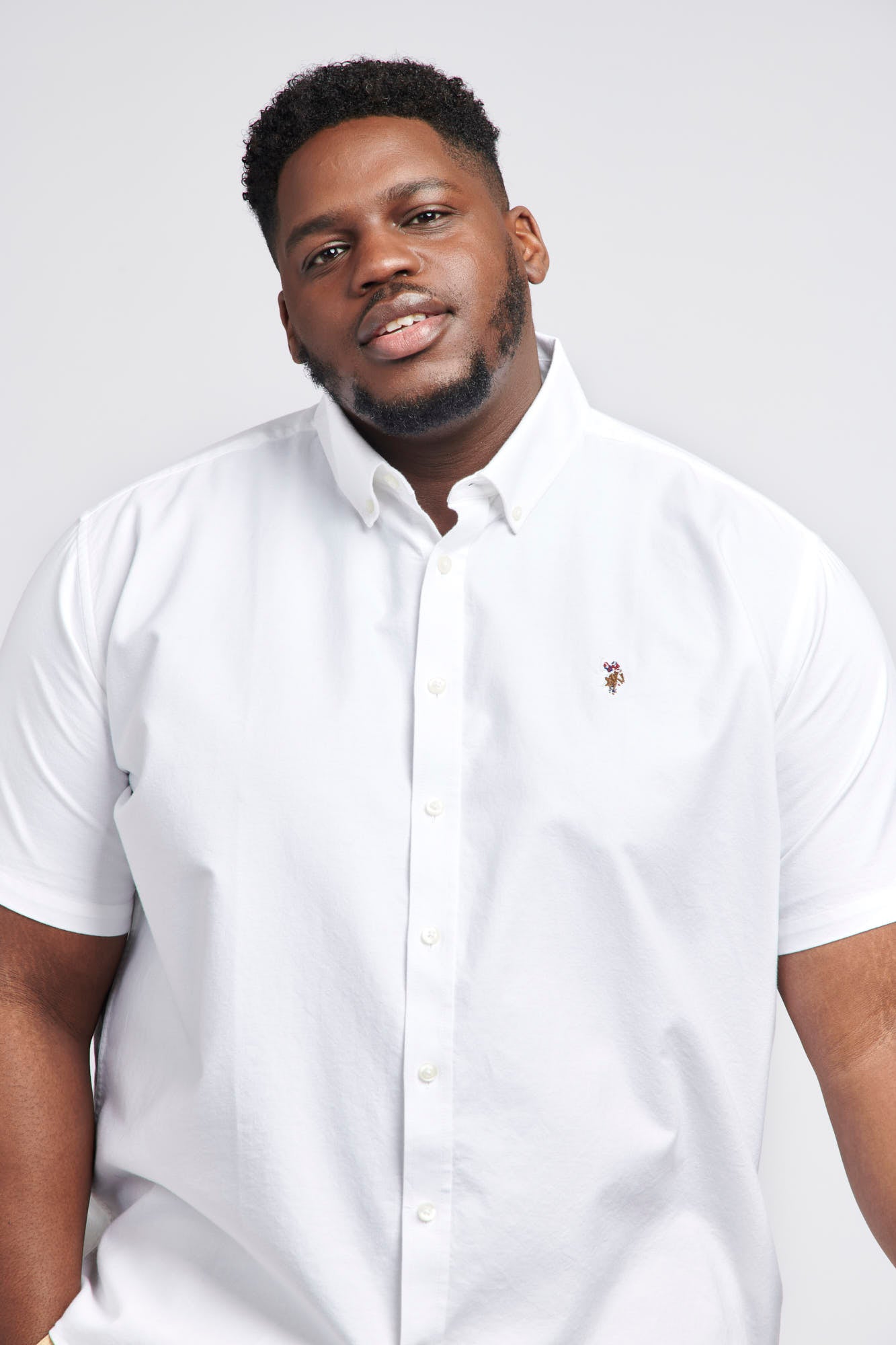 Mens Big & Tall Short Sleeve Oxford Shirt in Bright White