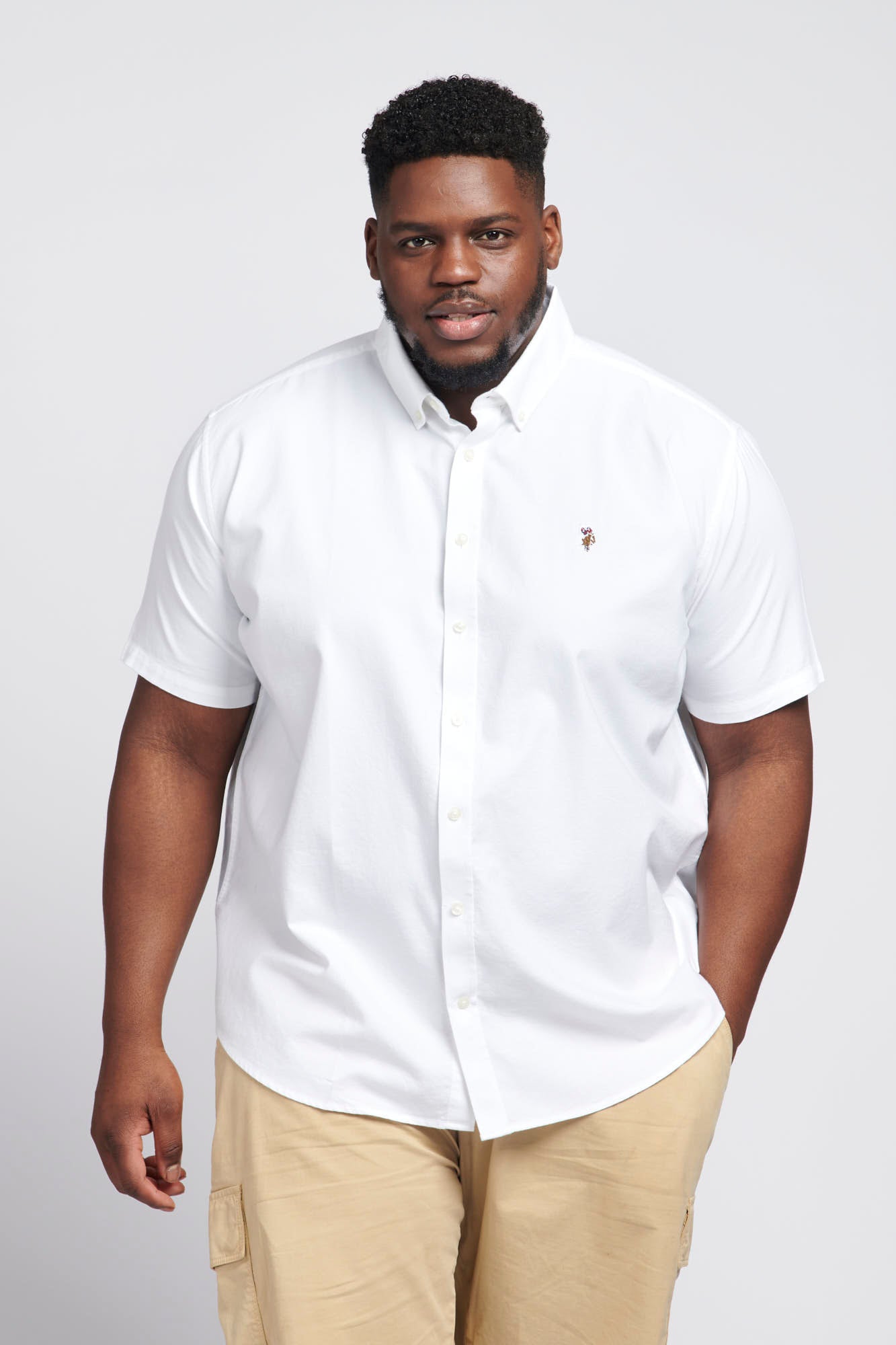 Mens Big & Tall Short Sleeve Oxford Shirt in Bright White