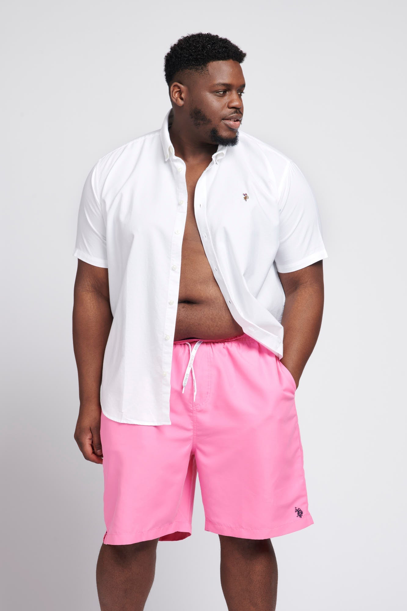 U.S. Polo Assn. Mens Big & Tall Core Swim Shorts in Azalea Pink