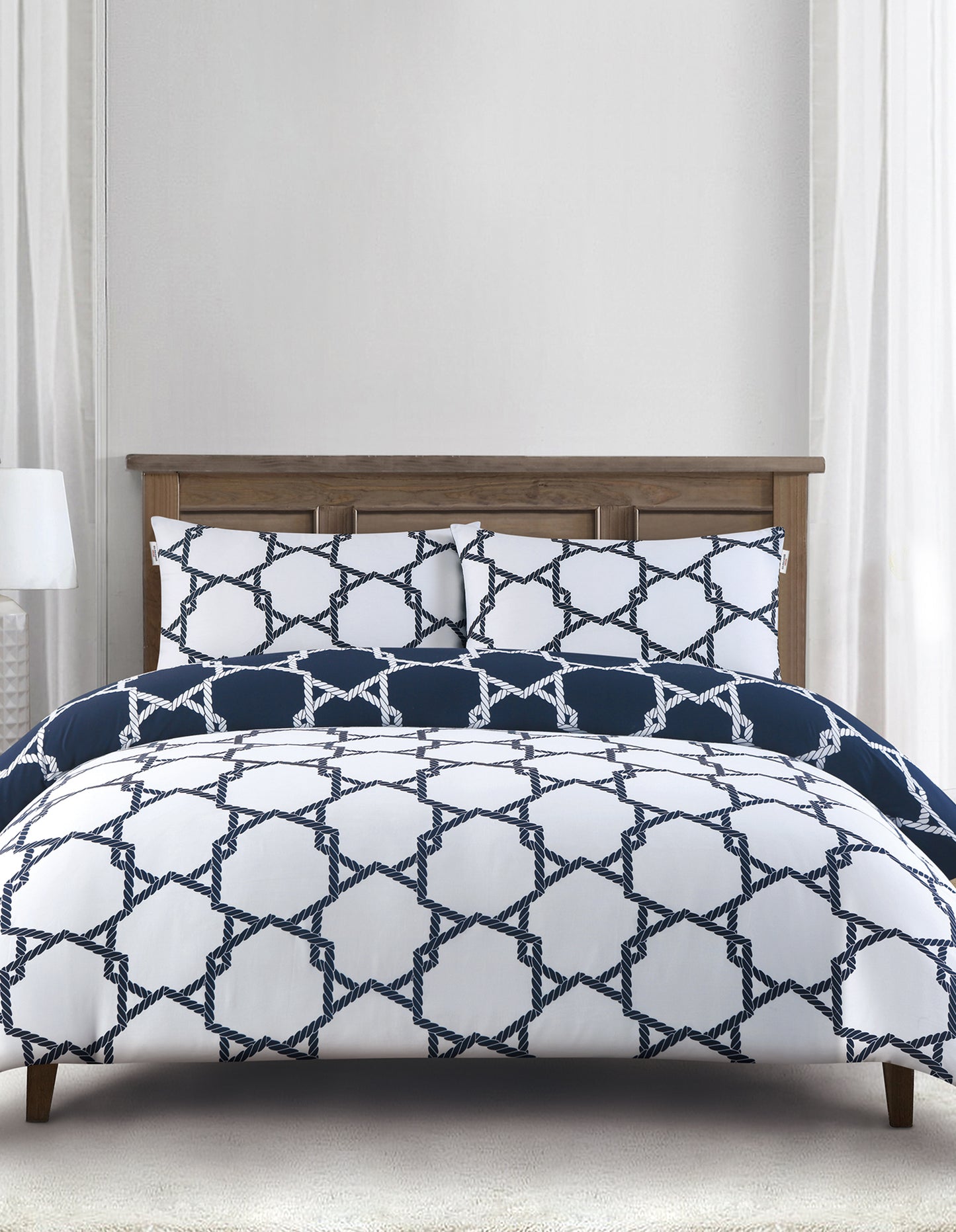 Pure Cotton Geo Rope Duvet Set Bright White