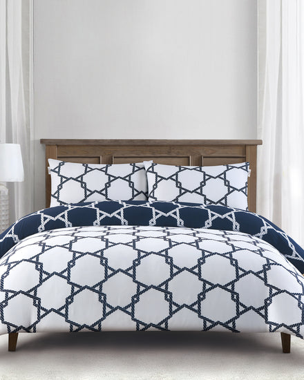 Pure Cotton Geo Rope Duvet Set Bright White