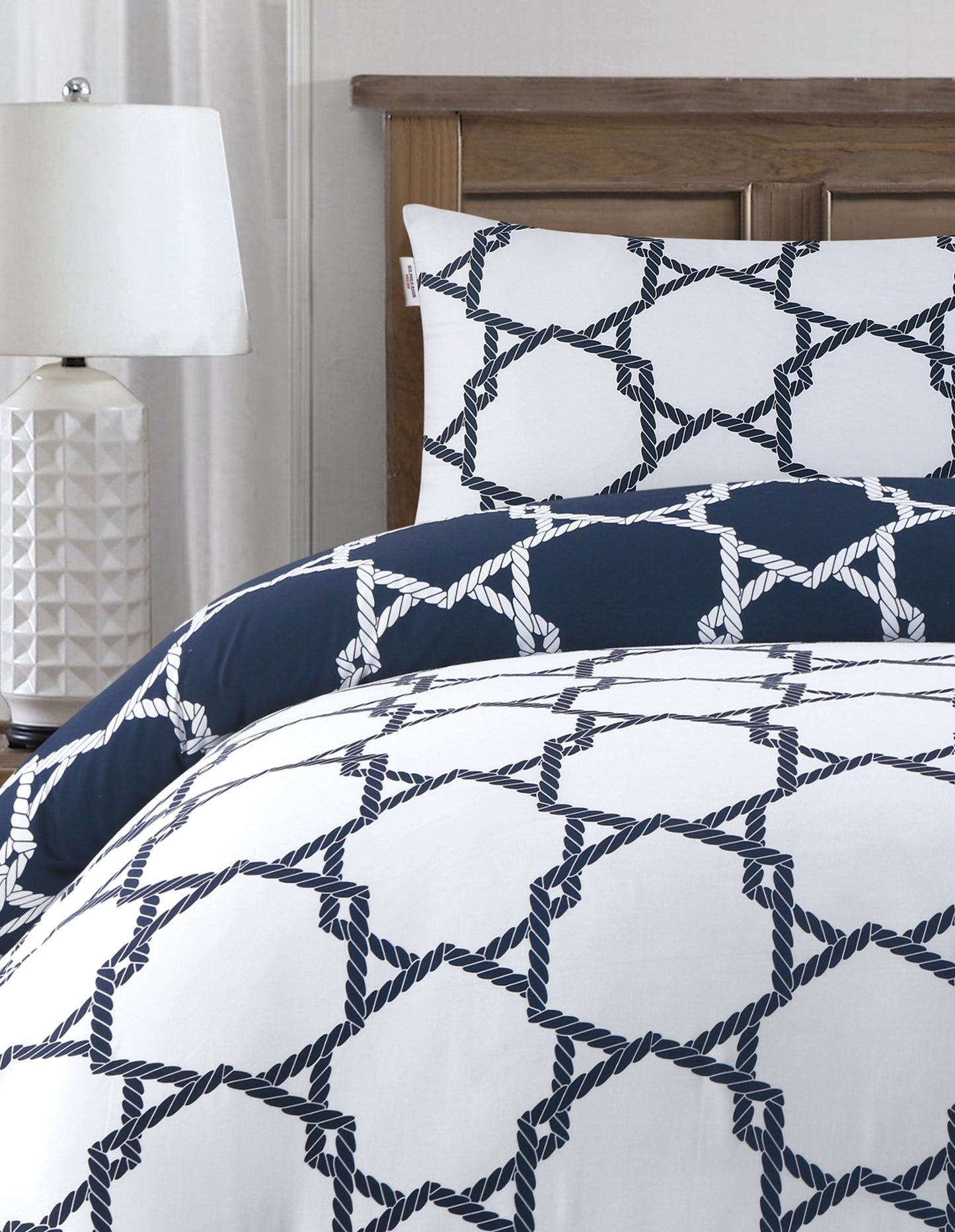 Pure Cotton Geo Rope Duvet Set Bright White