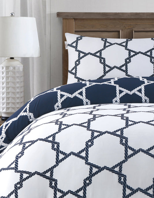 Pure Cotton Geo Rope Duvet Set Bright White