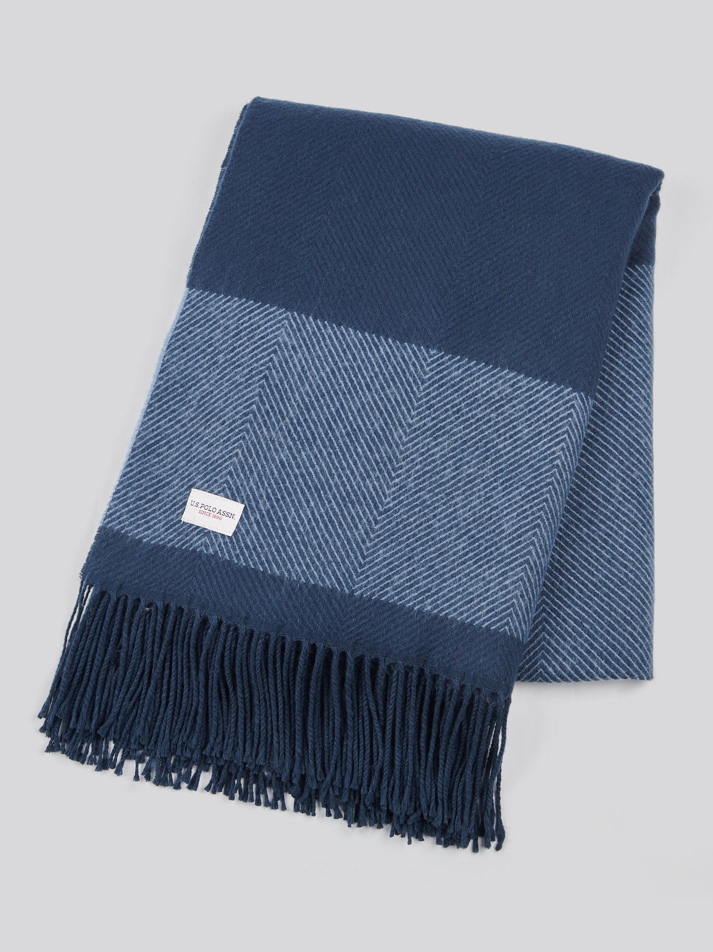 Tonal Herringbone Throw in Navy Iris