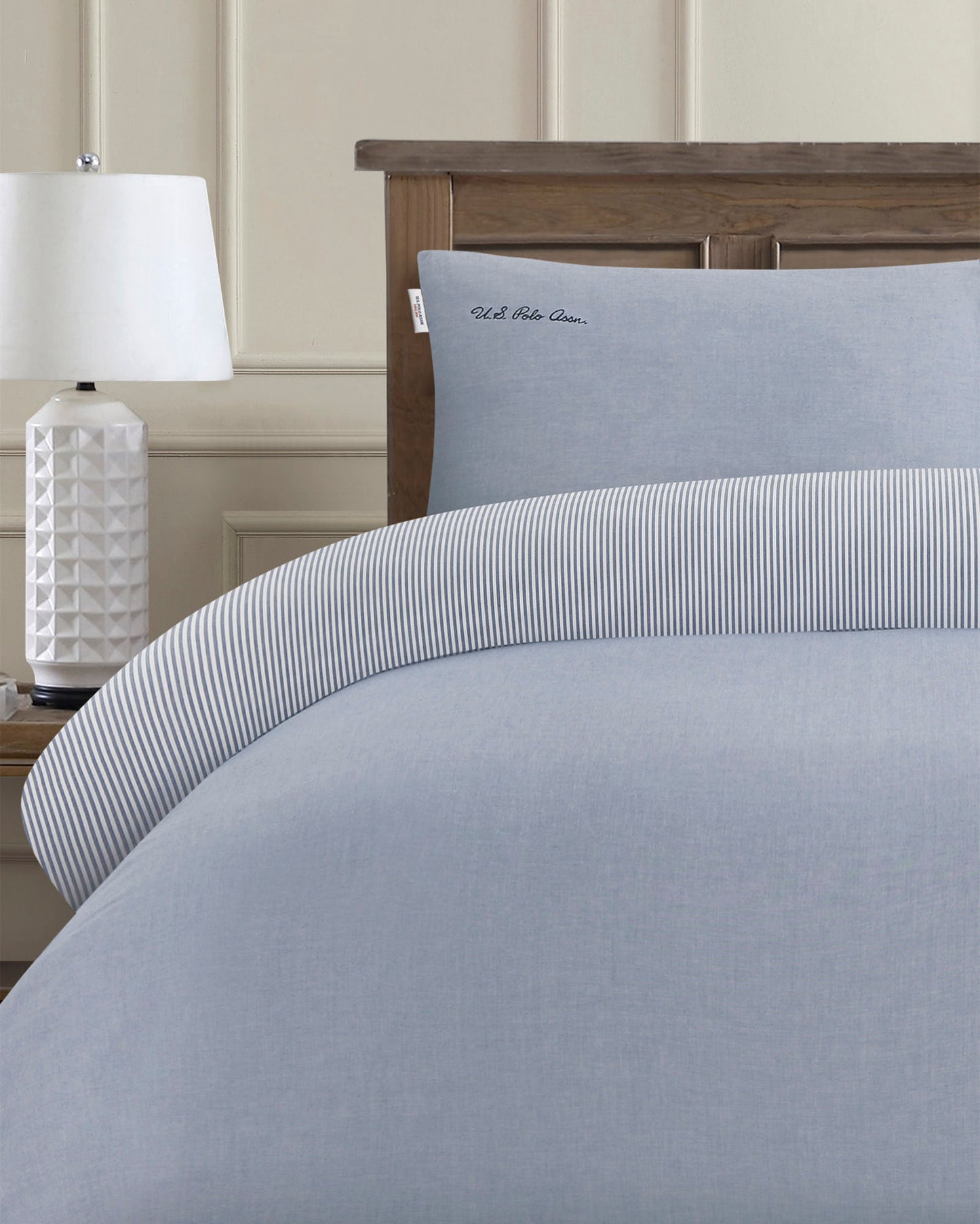 Pure Cotton Chambray Duvet Set in True Navy