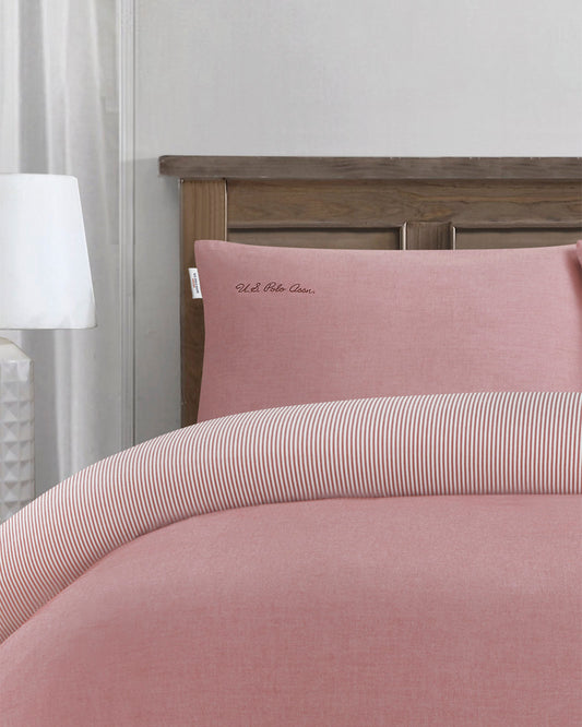 Pure Cotton Chambray Duvet Set in Haute Red