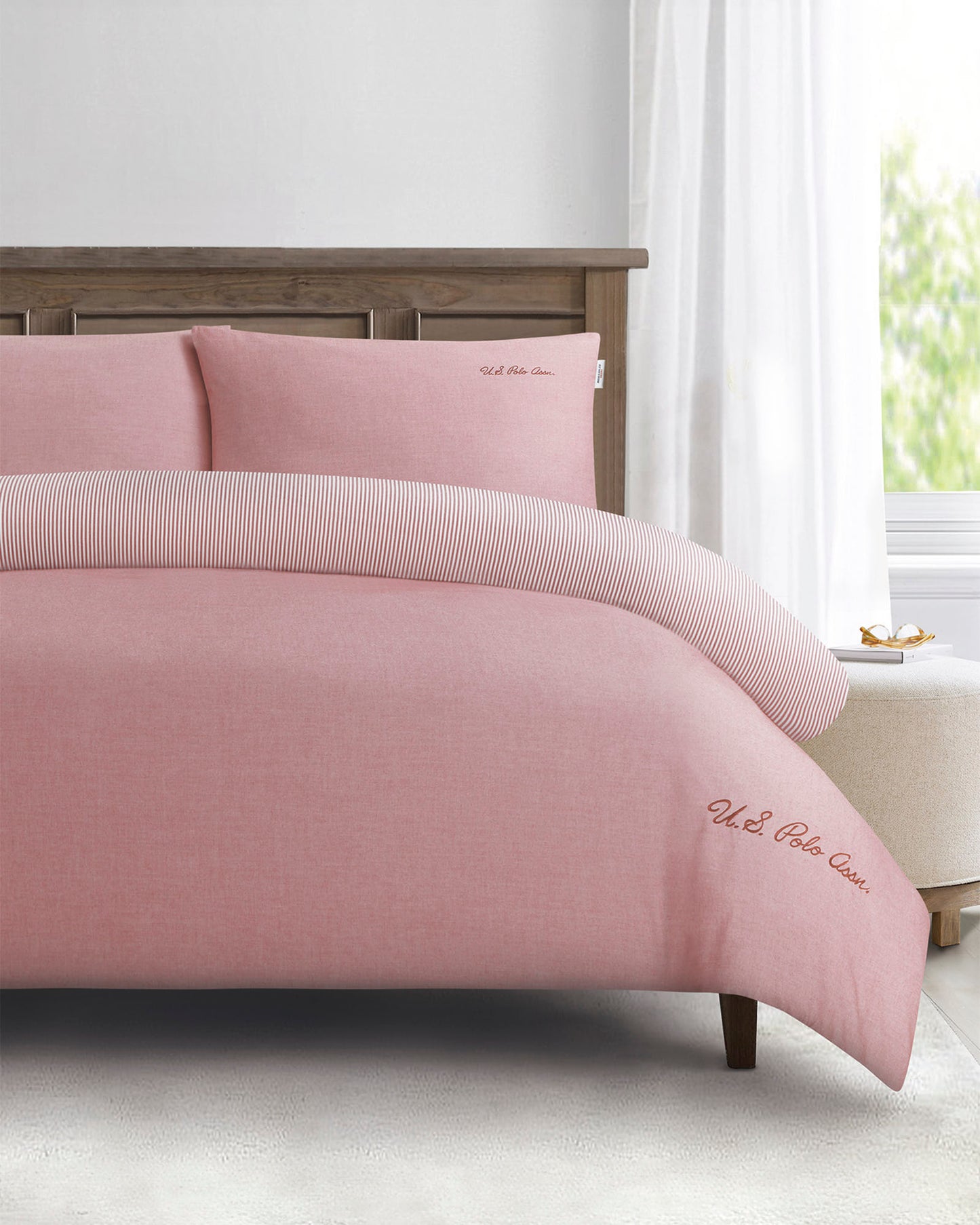 Pure Cotton Chambray Duvet Set in Haute Red