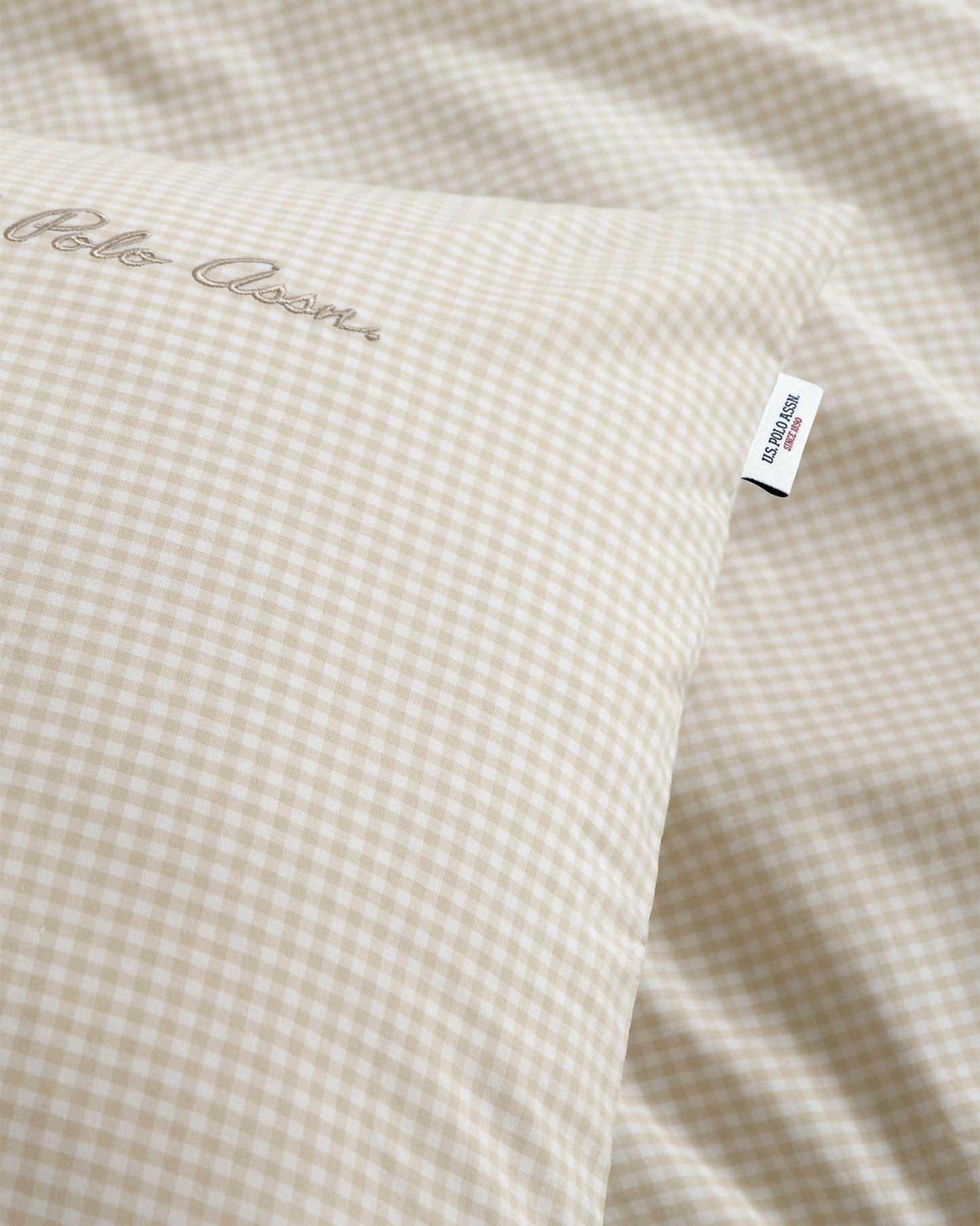 Pure Cotton Check Duvet Set in Oatmeal