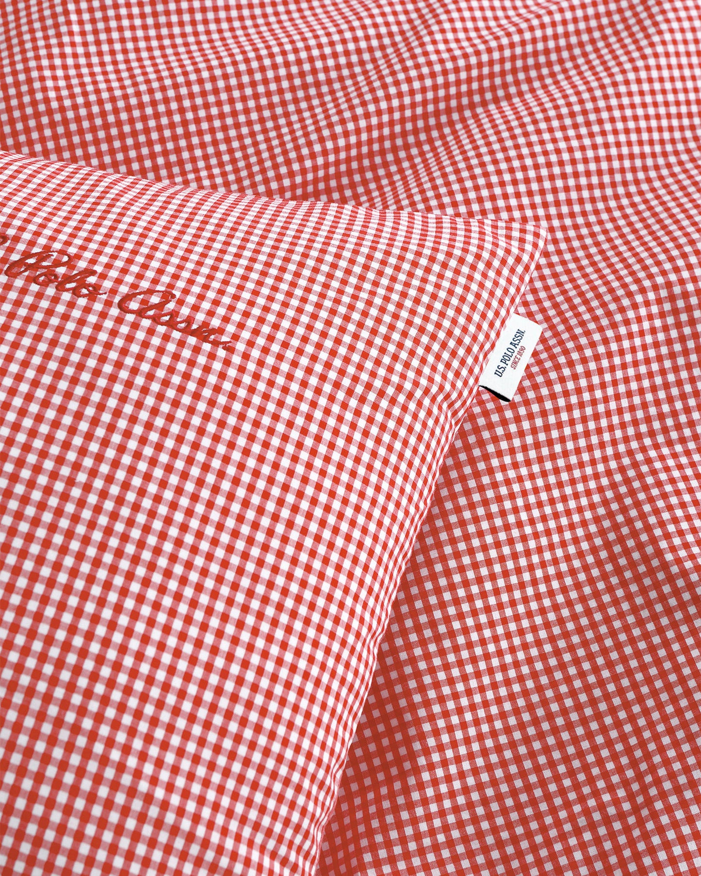 Pure Cotton Check Duvet Set in Haute Red