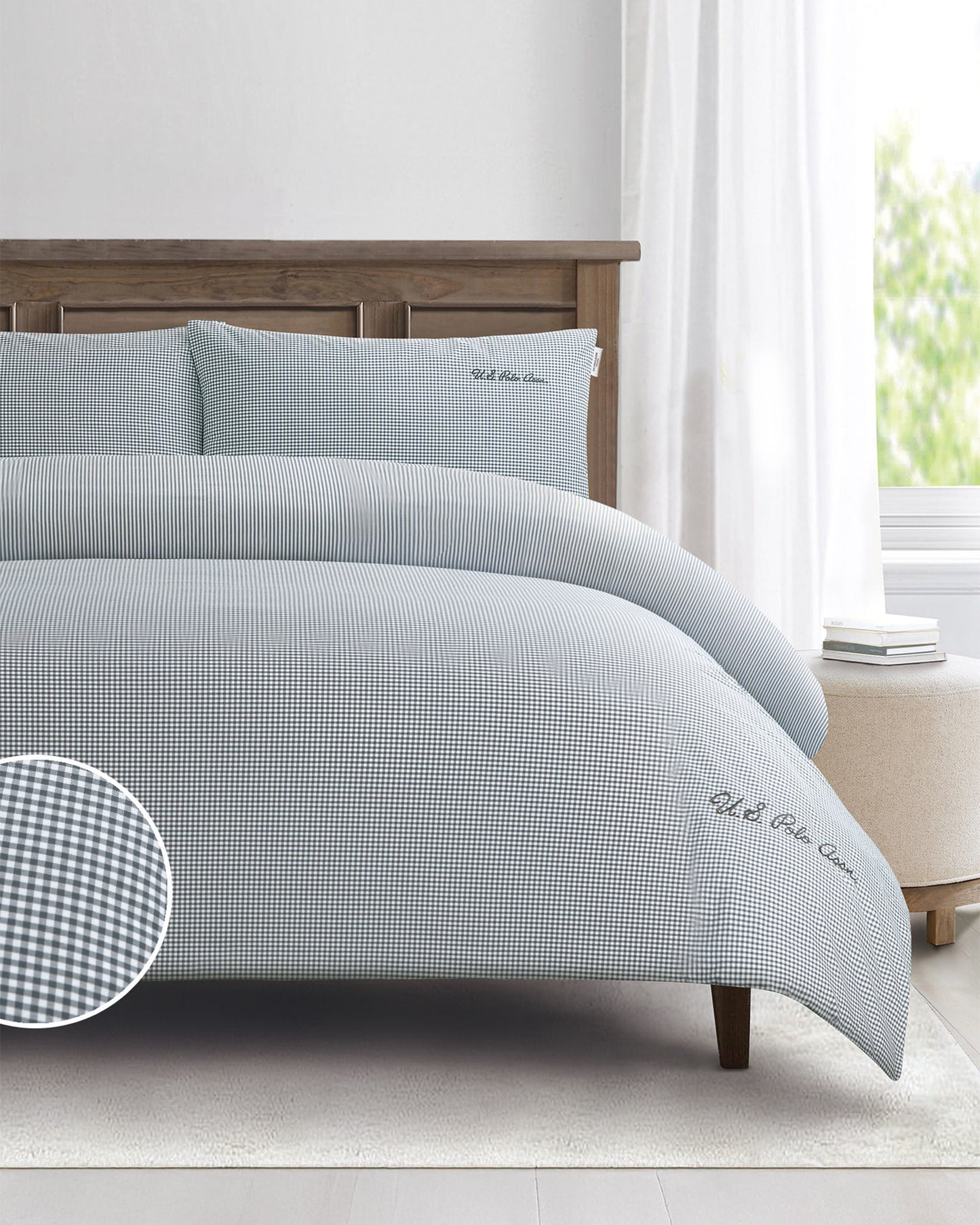 Pure Cotton Check Duvet Set in Tornado