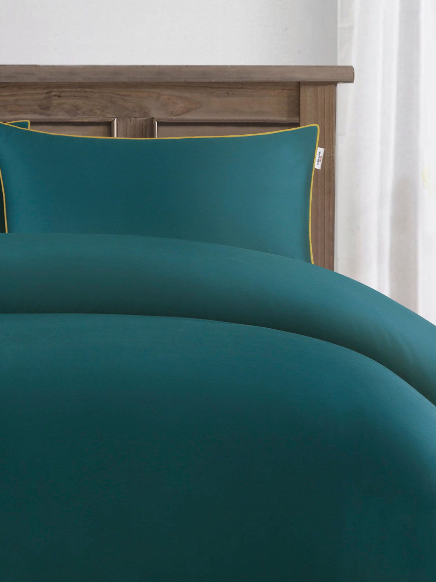 Pure Cotton Piped Duvet Set in Shaded Spruce