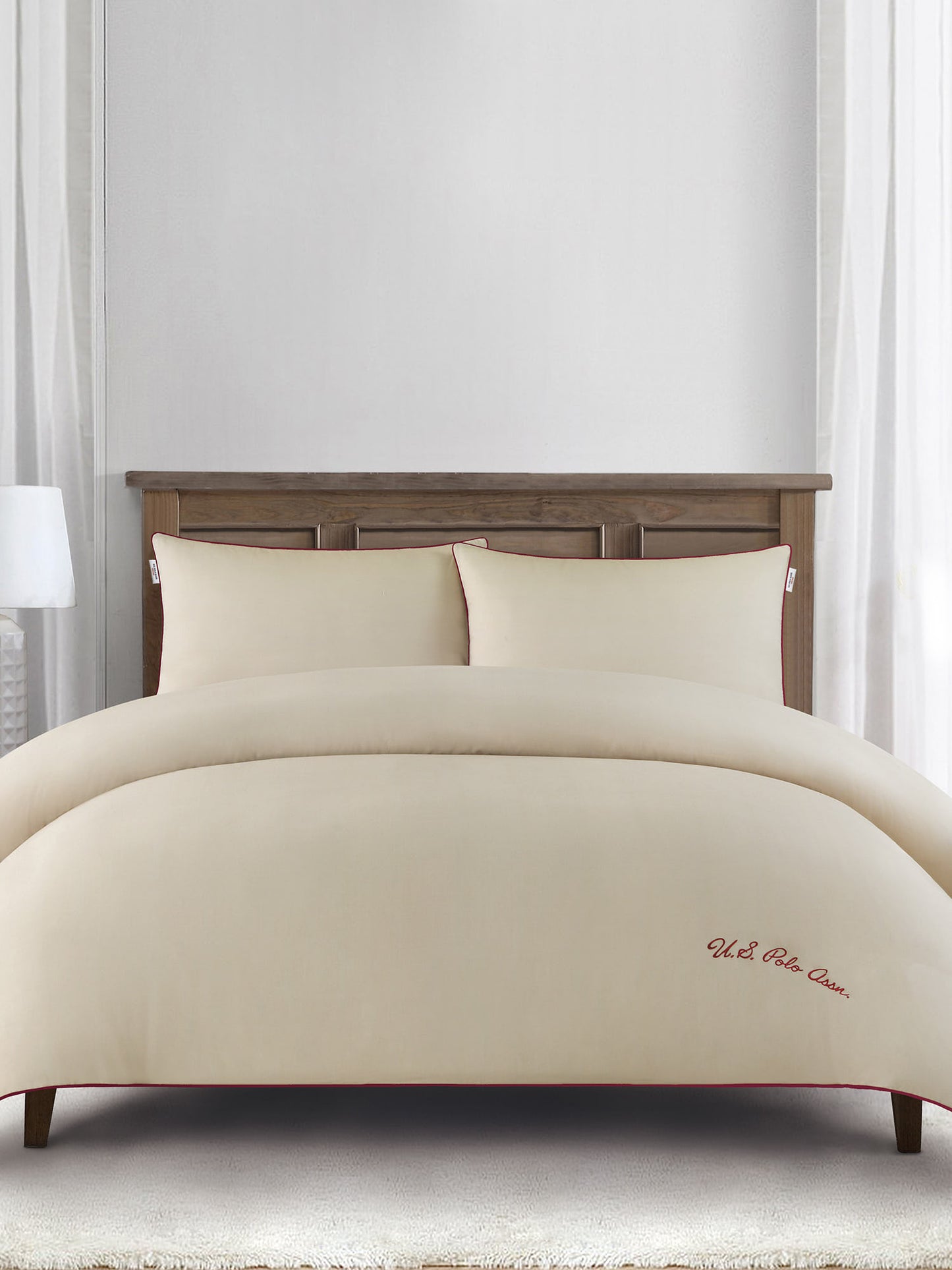 Pure Cotton Piped Duvet Set in Doeskin