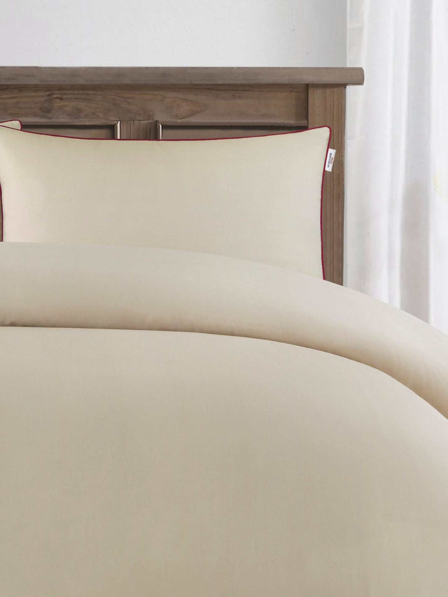 Pure Cotton Piped Duvet Set in Doeskin