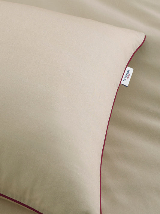 Pure Cotton Piped Duvet Set in Doeskin