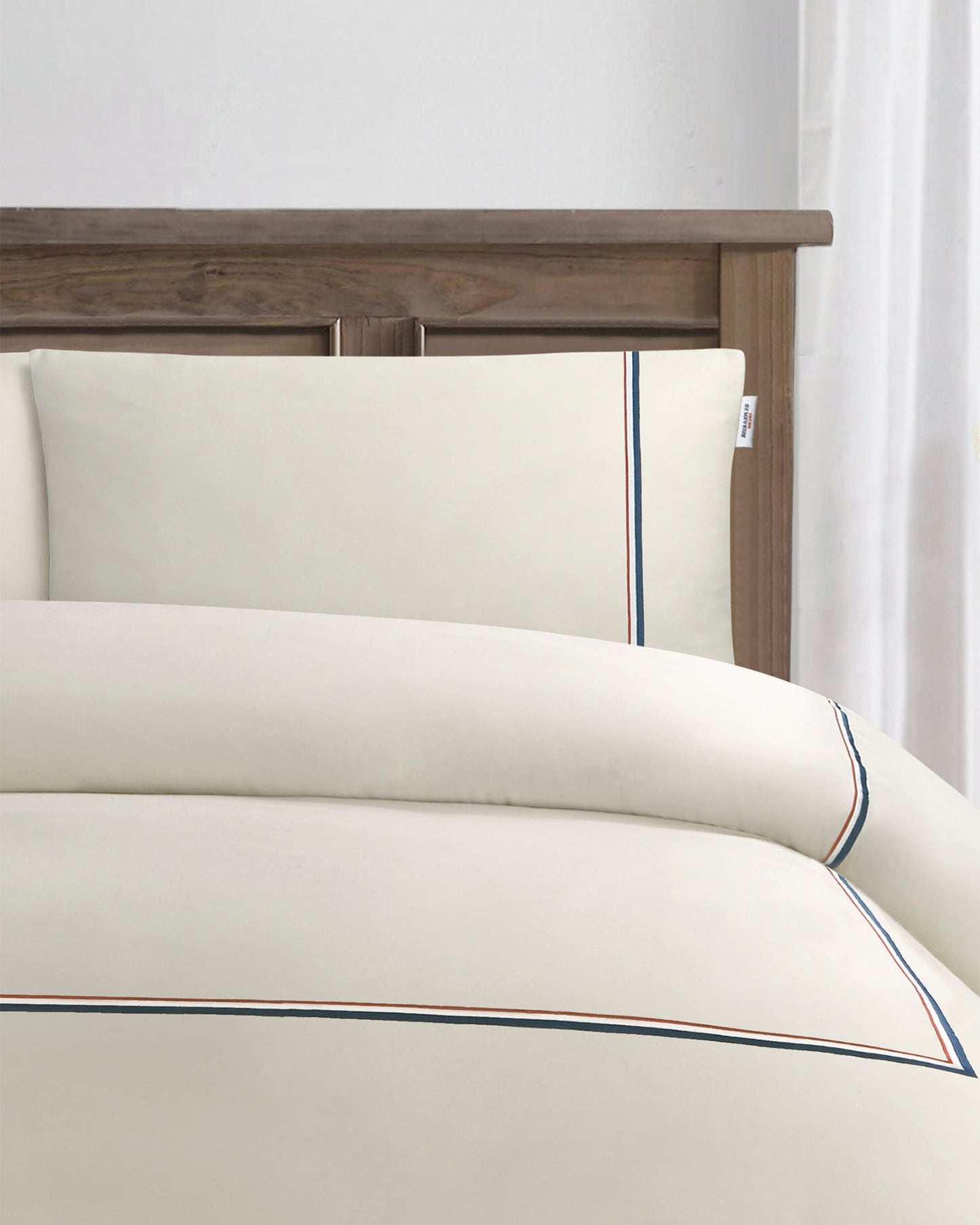 Luxury Cotton Brand Stripe Duvet Set in Oatmeal