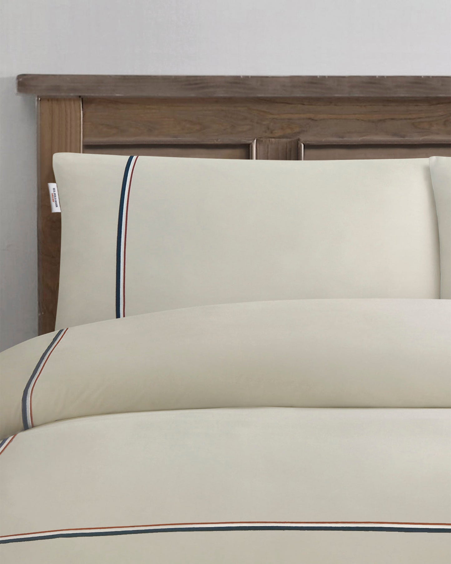 Luxury Cotton Brand Stripe Duvet Set in Oatmeal
