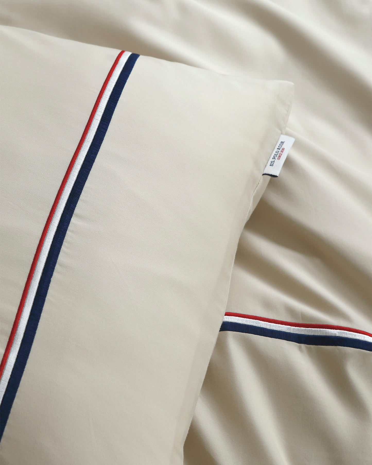 Luxury Cotton Brand Stripe Duvet Set in Oatmeal