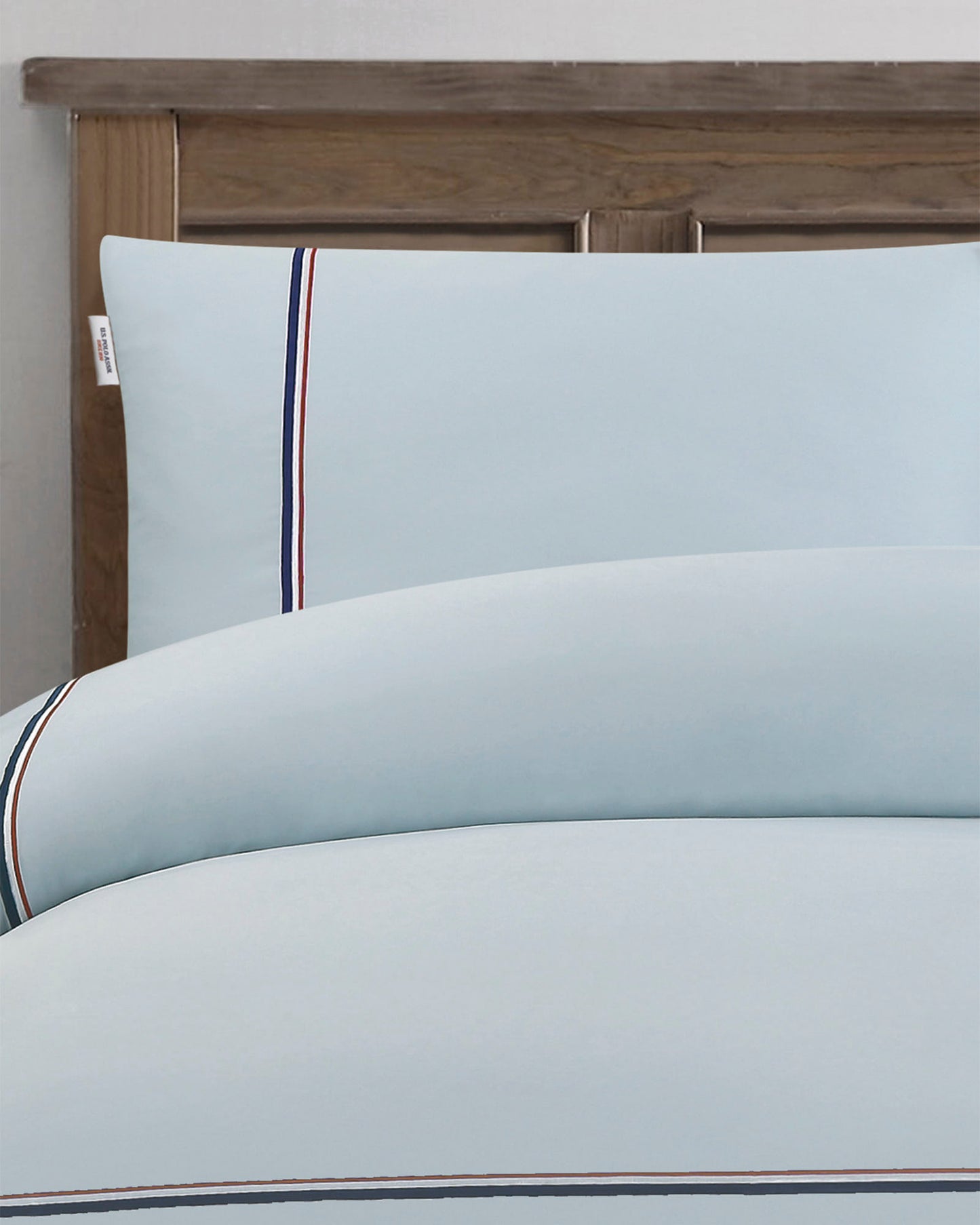 Luxury Cotton Brand Stripe Duvet Set in Ballard Blue