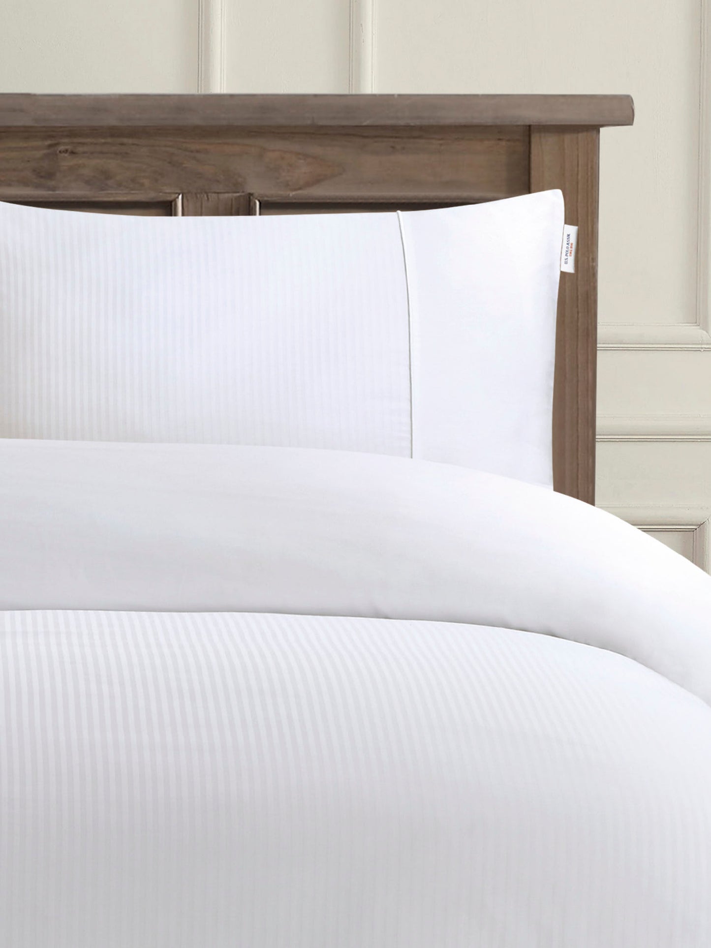 Pure Cotton Dobby Stripe Duvet Set in Bright White