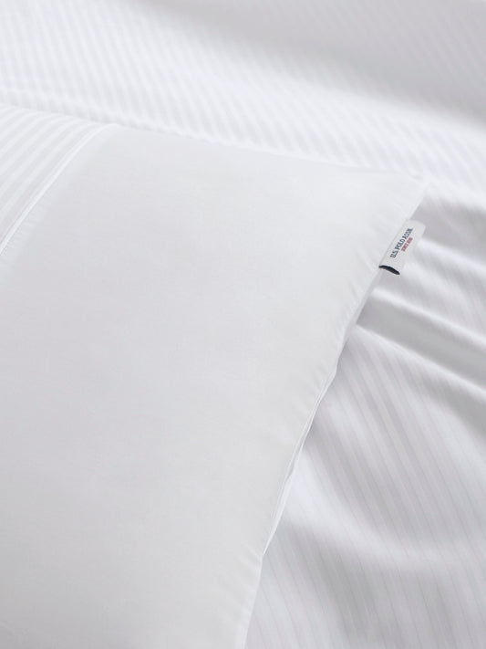 Pure Cotton Dobby Stripe Duvet Set in Bright White