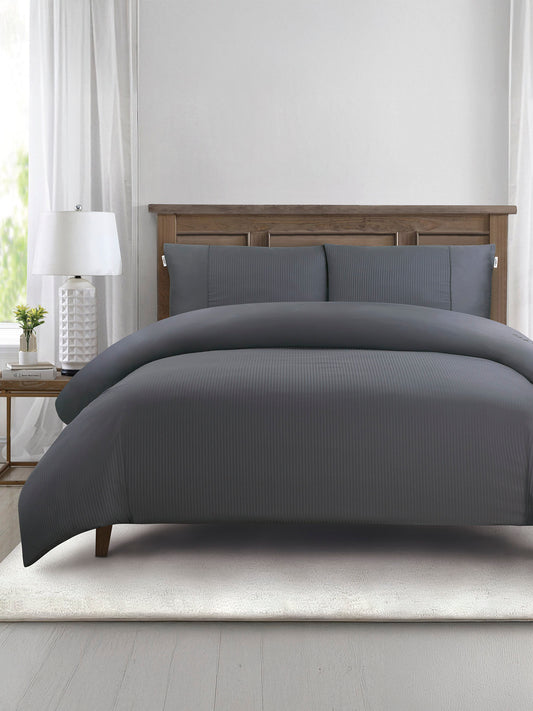 Pure Cotton Dobby Stripe Duvet Set in Tornado