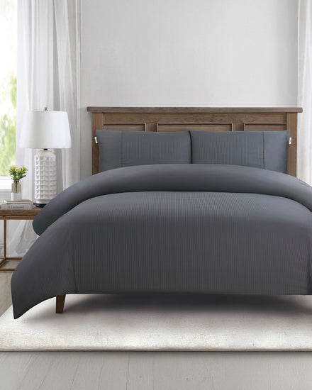 Pure Cotton Dobby Stripe Duvet Set in Tornado