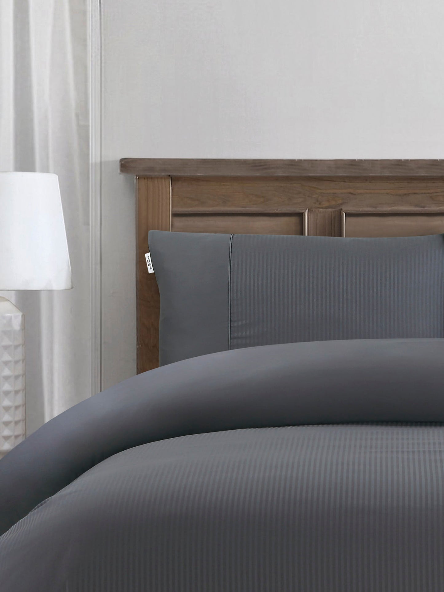 Pure Cotton Dobby Stripe Duvet Set in Tornado