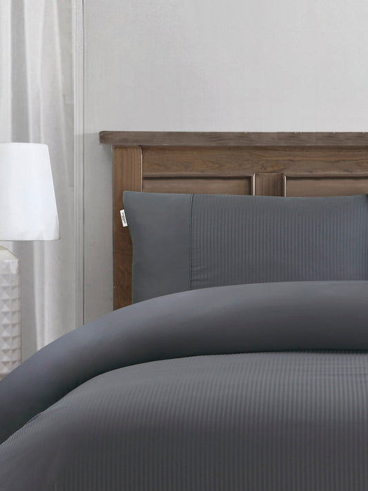 Pure Cotton Dobby Stripe Duvet Set in Tornado