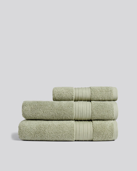 Pure Cotton Zero Twist Towel in Mineral Green