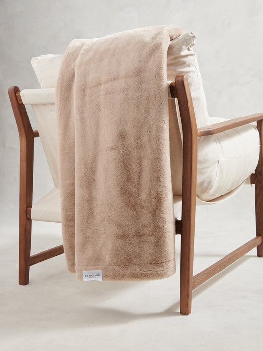 Premium Fur-Style Throw Camel