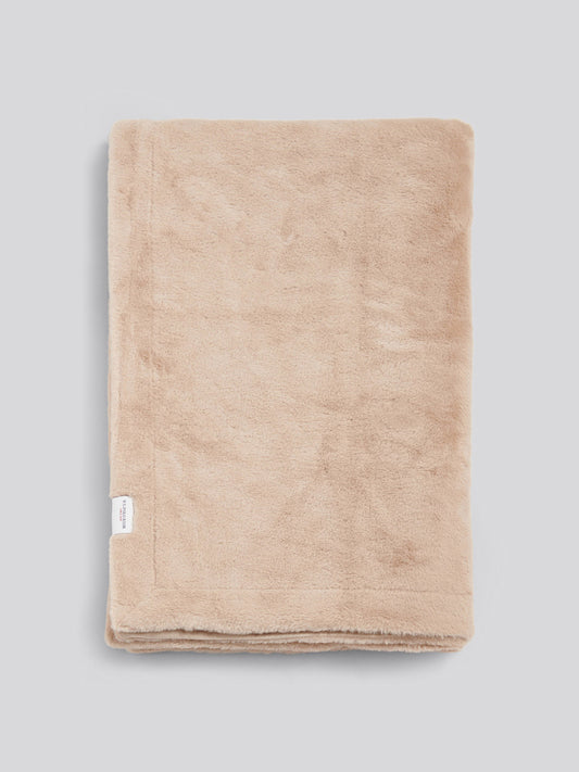 Premium Fur-Style Throw Camel