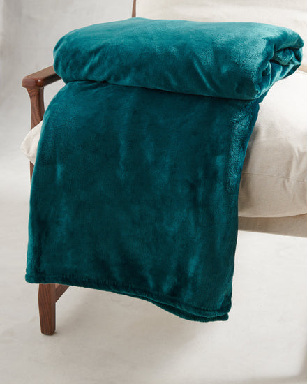 Premium Plush Fleece Throw Teal Green