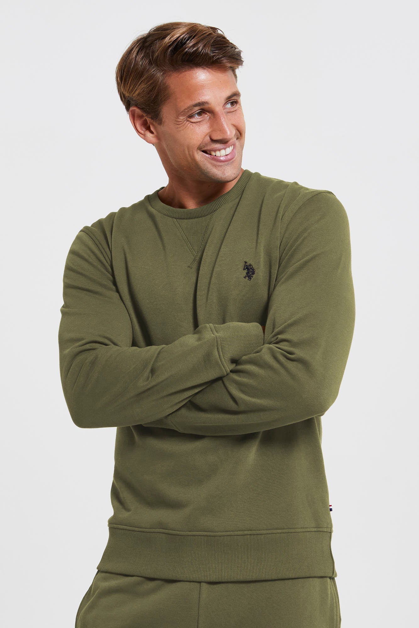 U.S. Polo Assn. Mens Crew Neck Sweatshirt in Deep Lichen Green