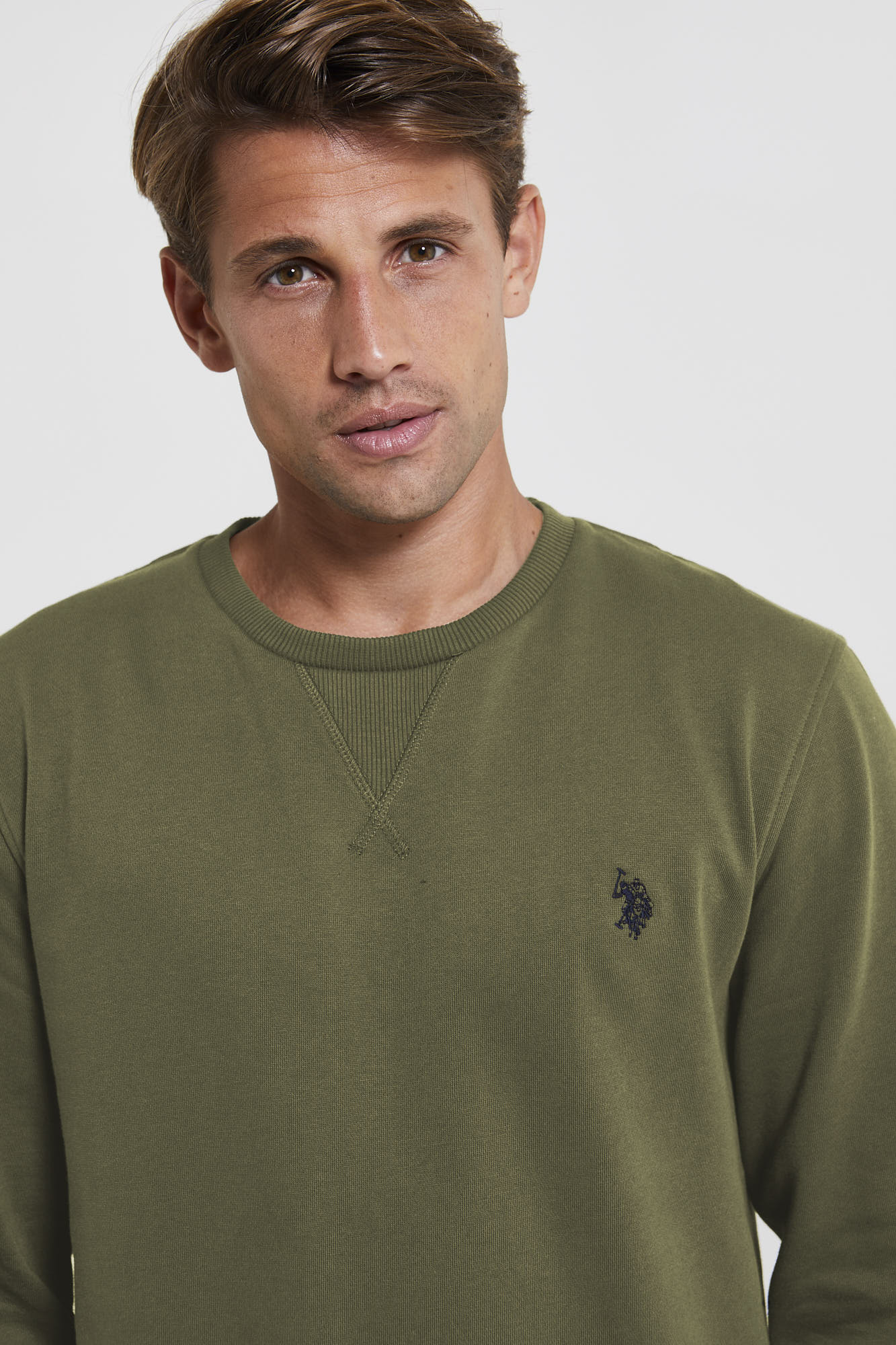 Mens Crew Neck Sweatshirt in Deep Lichen Green