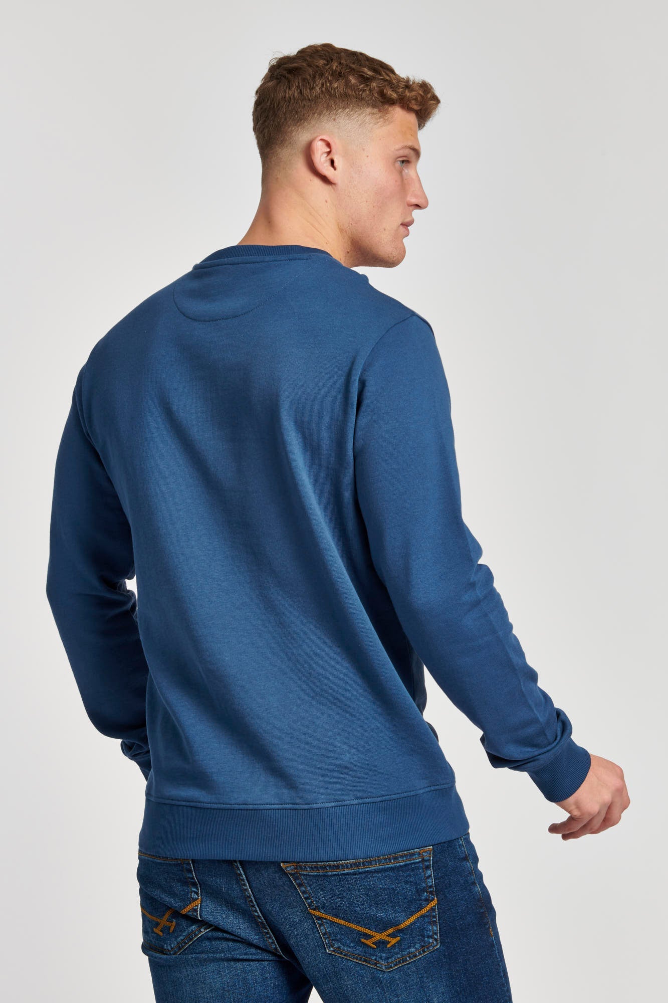 Mens Crew Neck Sweatshirt in Dark Denim