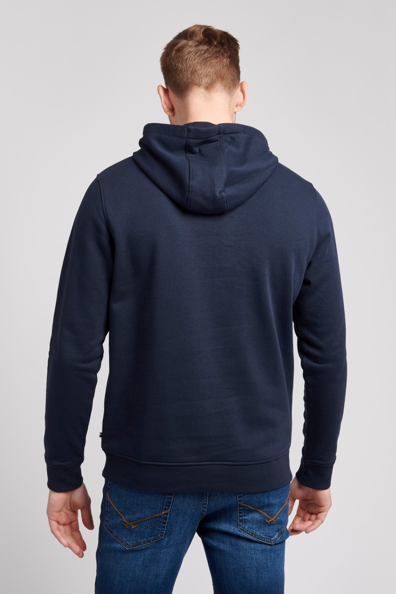 Mens Classic Fleece Hoodie in Navy Blue