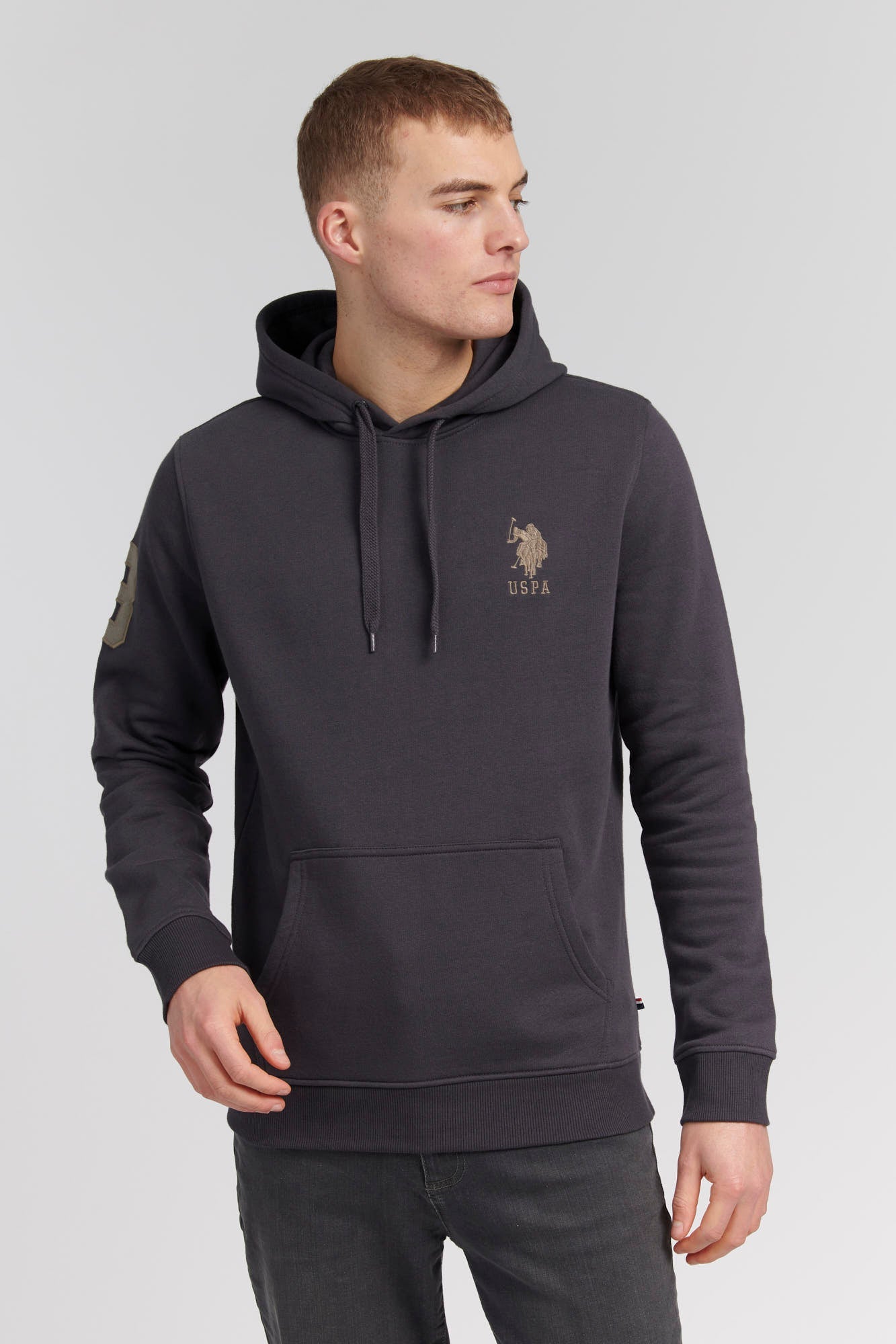 U.S. Polo Assn. Mens Player 3 Hoodie in Ebony