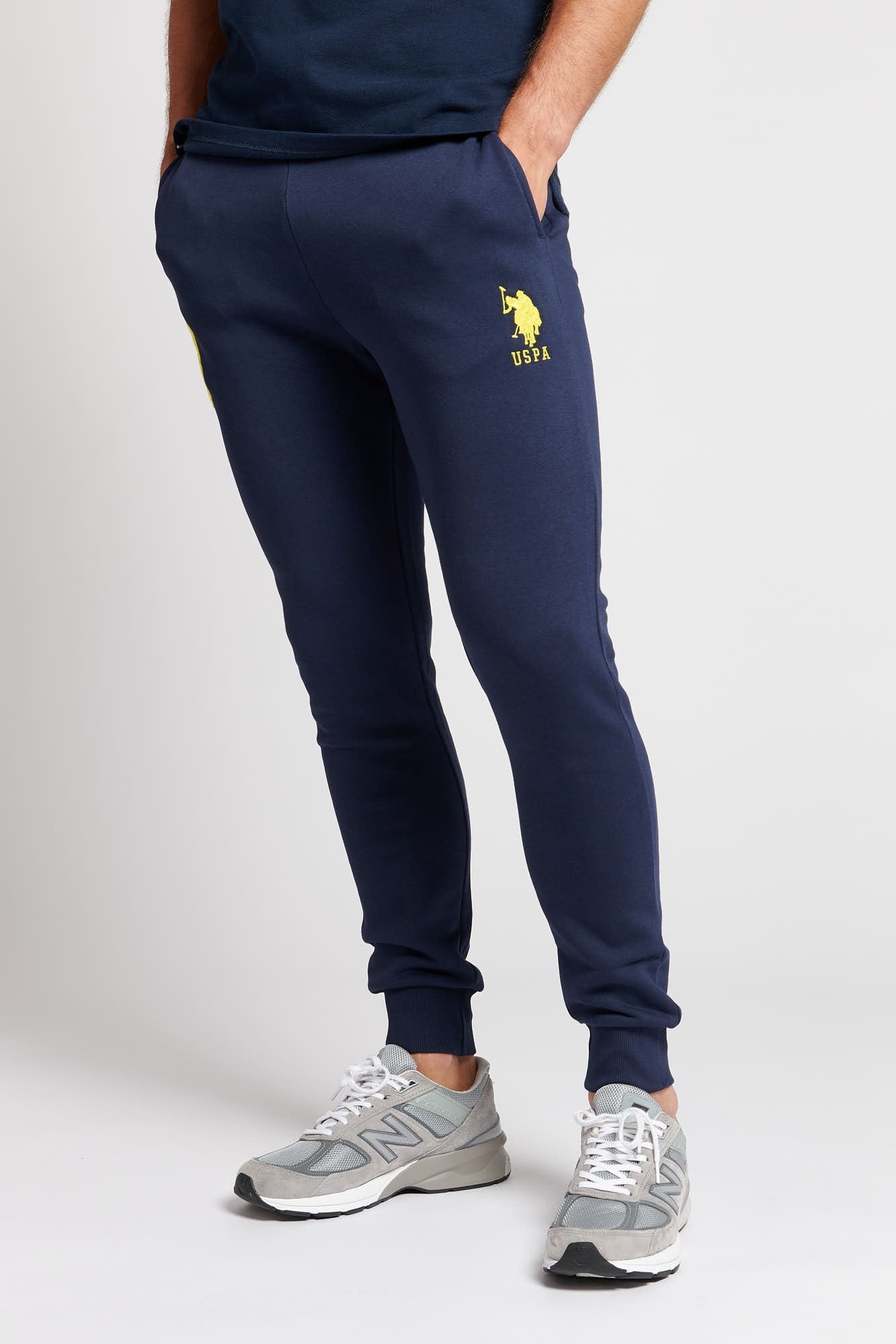 U.S. Polo Assn. Mens Player 3 Joggers in Navy Blazer Yellow DHM