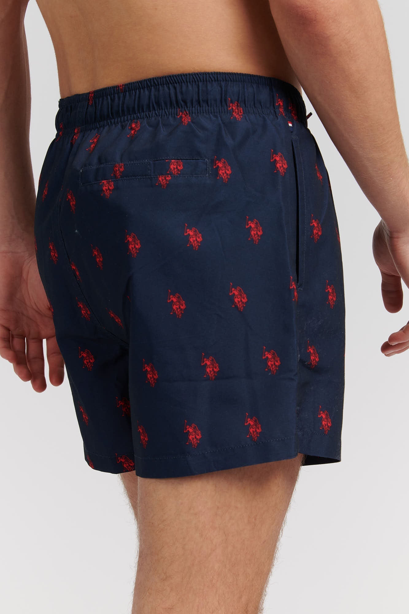 Mens Double Horsemen Swim Shorts in Navy Blue