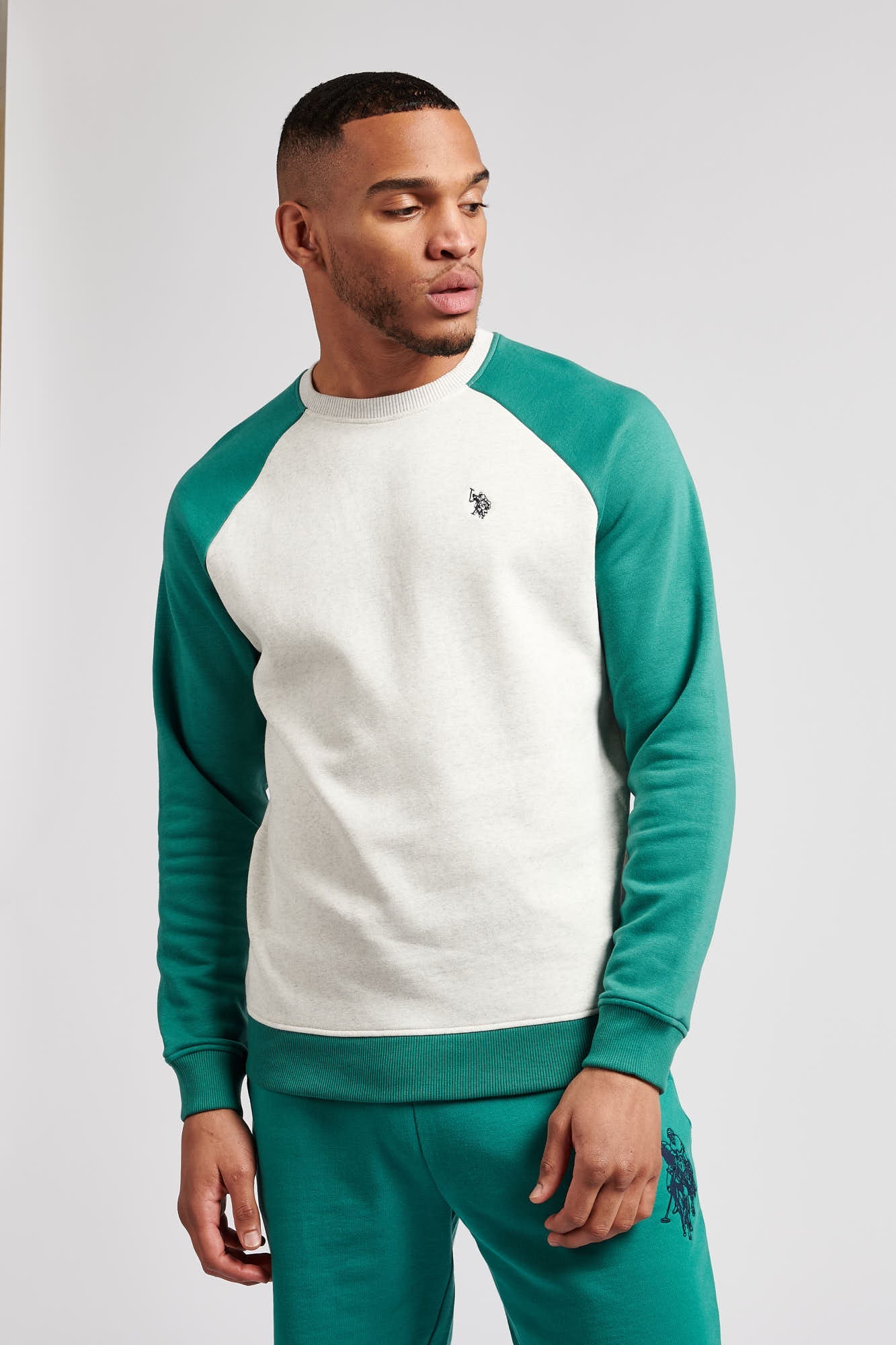 U.S. Polo Assn. Mens Colour Block Sweatshirt in Ivy